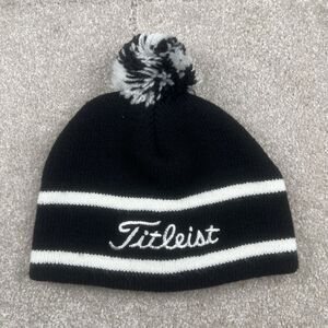 Titleist Black And White Pom Pom Beanie/Stocking Cap ~ Keep Head Warm Golfing